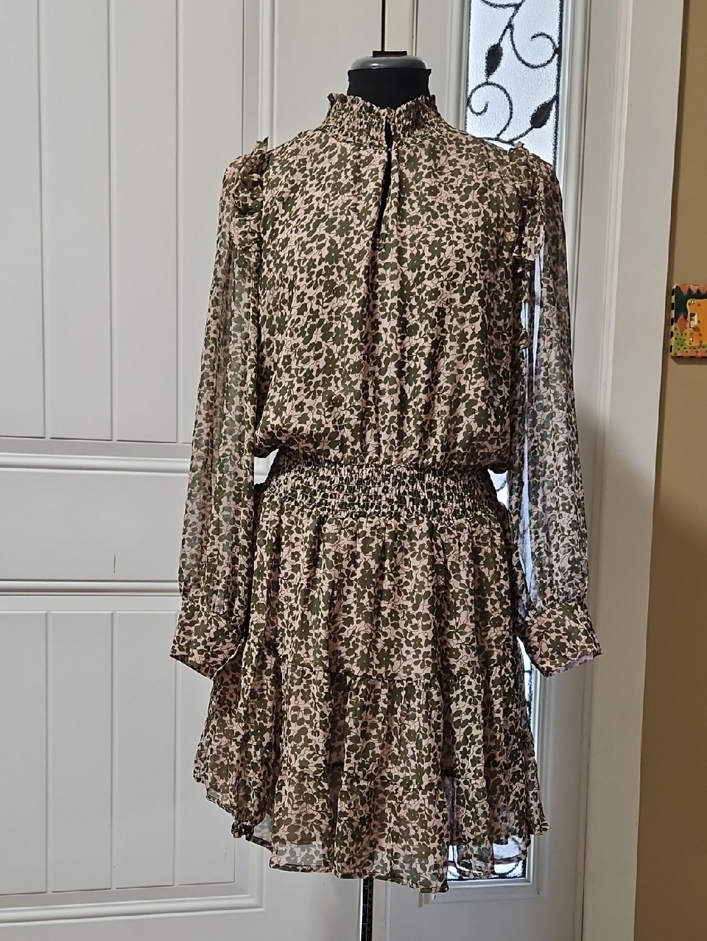 Heartloom Benet Boho Tiered Smocked Mini Dress Large
